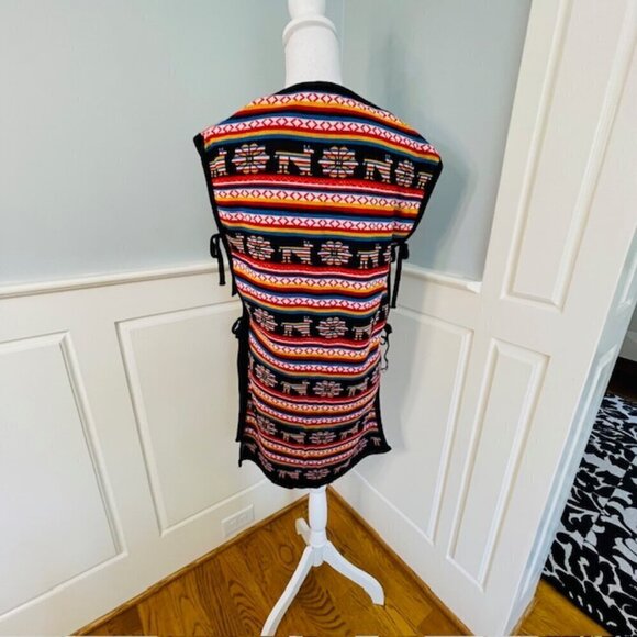VTG Blanket Llama Southwestern Style 70's Sear's Open Side Sweater Vest OSFA - Picture 6 of 11